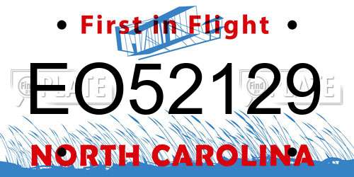 EO52129 North Carolina License Plate