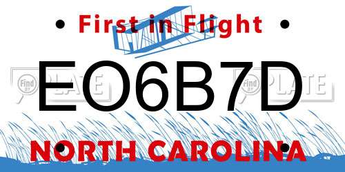 EO6B7D North Carolina License Plate