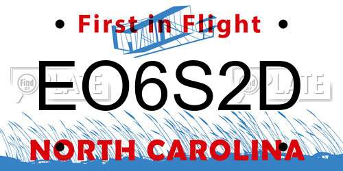 EO6S2D North Carolina License Plate