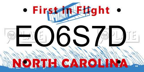 EO6S7D North Carolina License Plate