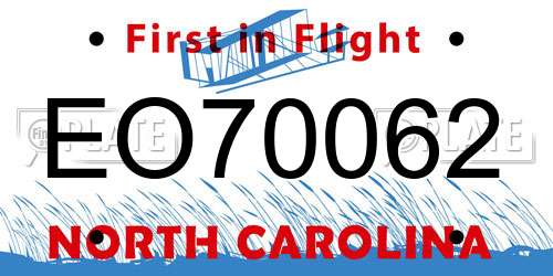 EO70062 North Carolina License Plate