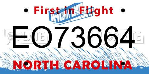 EO73664 North Carolina License Plate
