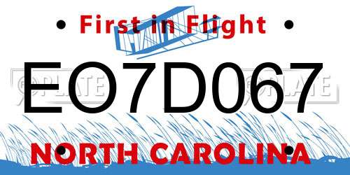 EO7D067 North Carolina License Plate