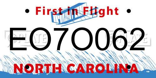 EO7O062 North Carolina License Plate