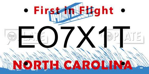 EO7X1T North Carolina License Plate