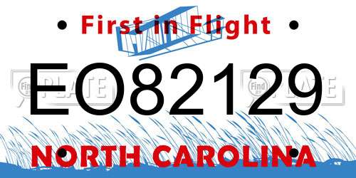 EO82129 North Carolina License Plate