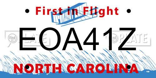 EOA41Z North Carolina License Plate