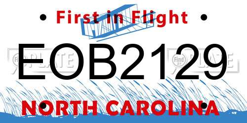 EOB2129 North Carolina License Plate
