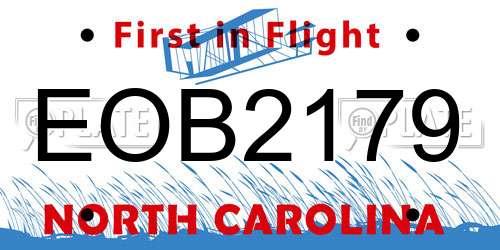 EOB2179 North Carolina License Plate