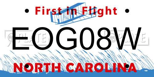 EOG08W North Carolina License Plate