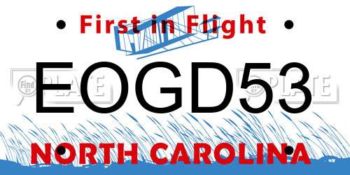 EOGD53 North Carolina License Plate