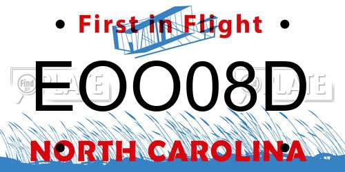 EOO08D North Carolina License Plate
