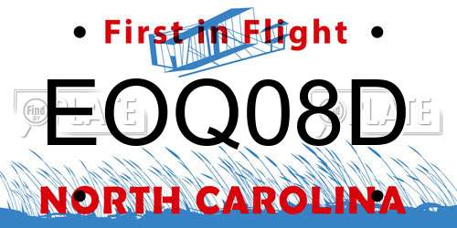 EOQ08D North Carolina License Plate