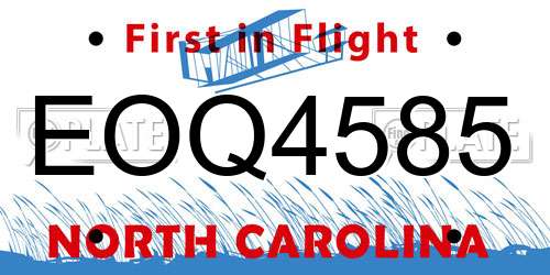 EOQ4585 North Carolina License Plate
