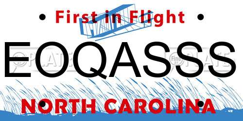 EOQASSS North Carolina License Plate