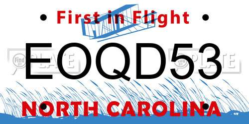 EOQD53 North Carolina License Plate