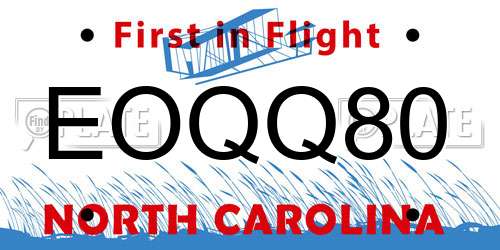EOQQ80 North Carolina License Plate