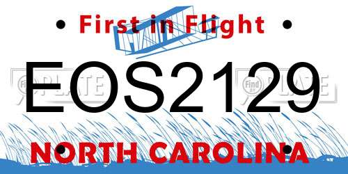 EOS2129 North Carolina License Plate