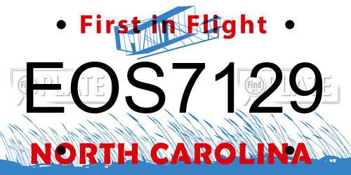 EOS7129 North Carolina License Plate