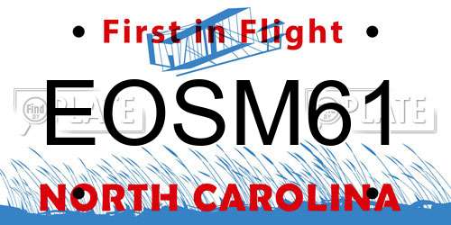EOSM61 North Carolina License Plate