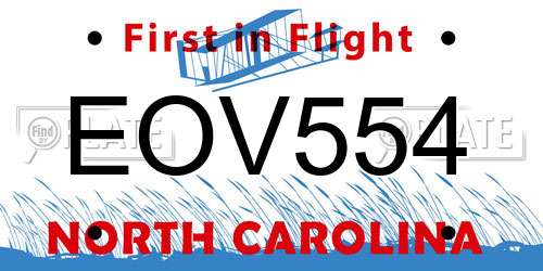 EOV554 North Carolina License Plate