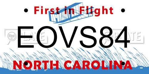 EOVS84 North Carolina License Plate