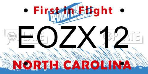 EOZX12 North Carolina License Plate