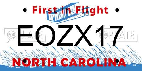 EOZX17 North Carolina License Plate