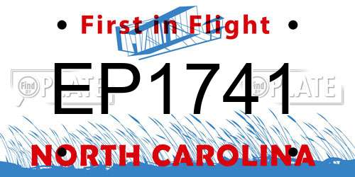 EP1741 North Carolina License Plate