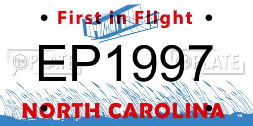 EP1997 North Carolina License Plate
