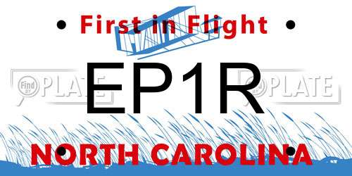 EP1R North Carolina License Plate