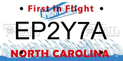 EP2Y7A North Carolina License Plate
