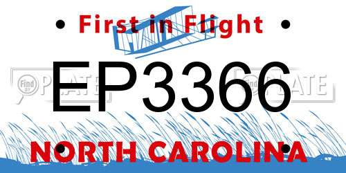 EP3366 North Carolina License Plate