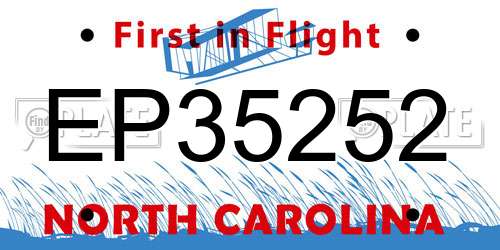 EP35252 North Carolina License Plate