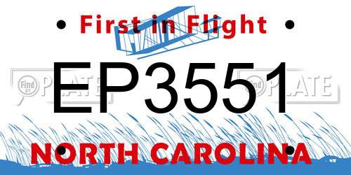 EP3551 North Carolina License Plate