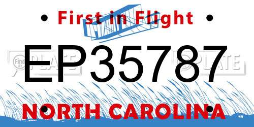EP35787 North Carolina License Plate