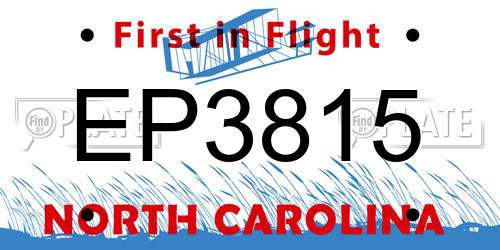EP3815 North Carolina License Plate