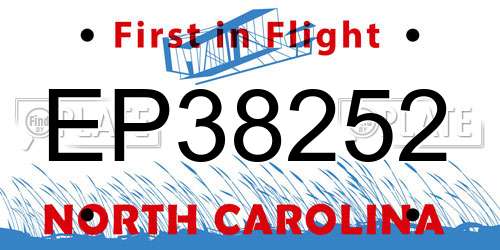 EP38252 North Carolina License Plate
