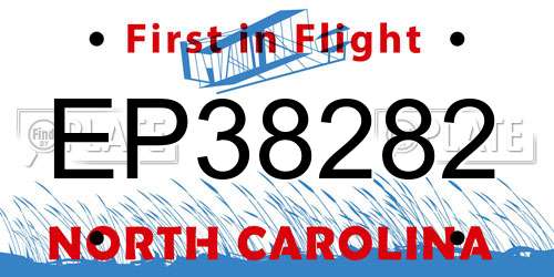 EP38282 North Carolina License Plate