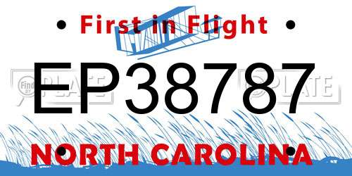 EP38787 North Carolina License Plate