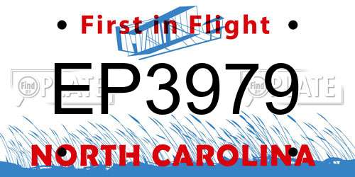 EP3979 North Carolina License Plate