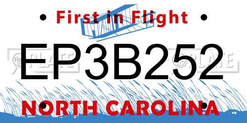 EP3B252 North Carolina License Plate