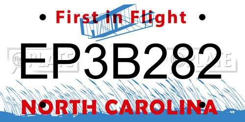 EP3B282 North Carolina License Plate