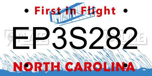 EP3S282 North Carolina License Plate