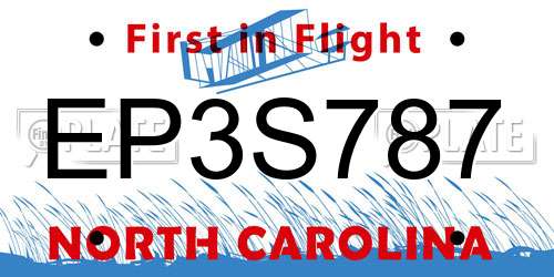 EP3S787 North Carolina License Plate