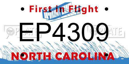 EP4309 North Carolina License Plate