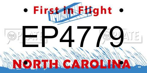 EP4779 North Carolina License Plate