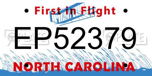 EP52379 North Carolina License Plate