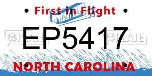 EP5417 North Carolina License Plate