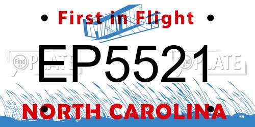 EP5521 North Carolina License Plate